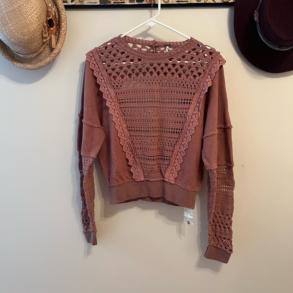 Free People Crochet Sweater with open back